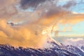 The clouds over the Teton mountains in the early morning. Royalty Free Stock Photo