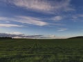 Clouds over a wide summer field landscape Royalty Free Stock Photo
