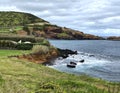 Rocky, volcanic shoreline along Terceira Island in the Azores