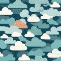 Seamless ornament, texture, clouds pattern, cartoon Royalty Free Stock Photo