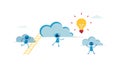 Clouds with People, Ideas, and Growth, Collaboration Concept, vector design Generative AI Royalty Free Stock Photo