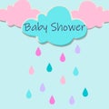 Clouds in pink and blue colors. Baby shower style in vector.