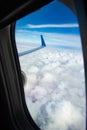 A Clouds from the plane through the window atmosphere egology travel Royalty Free Stock Photo