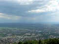 Clouds and rain above a city