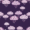 Clouds and rain drops seamless pattern. Royalty Free Stock Photo