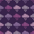 Clouds and rain drops seamless pattern. Strokes texture. Royalty Free Stock Photo