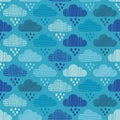 Clouds and rain drops seamless pattern. Strokes texture. Royalty Free Stock Photo
