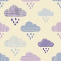 Clouds and rain drops seamless pattern. Strokes texture. Royalty Free Stock Photo