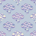 Clouds and rain drops seamless pattern. Royalty Free Stock Photo