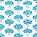 Clouds and rain drops seamless pattern. Royalty Free Stock Photo