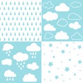 Clouds and rain seamless patterns