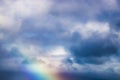 Clouds and Rainbow in Close Up of Sky in Muted Soft Background Royalty Free Stock Photo