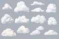 clouds realistic set vector flat minimalistic isolated illustration