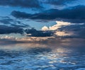 Clouds reflected in water.