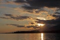 Clouds reflected on the water during sunset