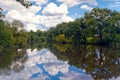 Clouds reflecting in Bobr River, Bobr Valley Landscape Park, Poland