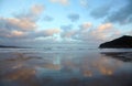Clouds reflection in a wet sand Royalty Free Stock Photo