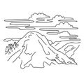 Clouds Rest Mountain in Yosemite National Park California Monoline Line Art Drawing