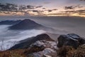 Clouds rolling over mountain on Lantau Island at dawn Royalty Free Stock Photo