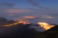 Clouds rolling over mountain on Lantau Island at night Royalty Free Stock Photo