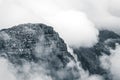 Clouds rolling over Table Mountain in Cape Town, Southafica. This fenomenon is called Tablecloth Royalty Free Stock Photo
