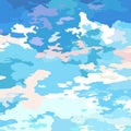 Clouds scenic backdrop blue-pink gentle morning sunrise. Cartoon sky and clouds, abstract vector sunset background