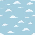 Clouds seamless on blue sky background. Flat color style vector illustration. Royalty Free Stock Photo