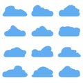 Cartoon blue clouds isolated on white Royalty Free Stock Photo