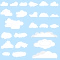 Clouds, set of clouds. Realistic white clouds on a blue background. Royalty Free Stock Photo