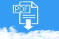 Clouds shaped pdf file on blue sky