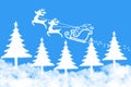 Clouds shaped Santa Claus driving in a sledge on blue sky Royalty Free Stock Photo