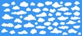 Clouds in the sky. Abstract white cloud set isolated on blue background. Vector illustration Royalty Free Stock Photo