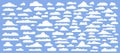 Clouds in the sky. Abstract white cloud set isolated on blue background. Vector illustration Royalty Free Stock Photo