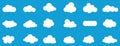 Clouds in the sky. Abstract white cloud set isolated on blue background. Vector illustration Royalty Free Stock Photo