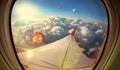 Clouds ,sky and Balloons as seen through window of aircraft Royalty Free Stock Photo