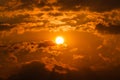 Beauty of clouds and sky with circle of sun at sunset Royalty Free Stock Photo