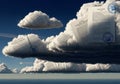 Clouds in the sky are creatively filled with floating sheets of legal Royalty Free Stock Photo