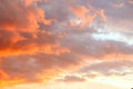 Clouds in the sky illuminated by the setting sun. Royalty Free Stock Photo