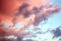 Clouds in the sky illuminated by the setting sun. Royalty Free Stock Photo