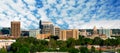 Boise skyline in the spring morning sunshine with many green trees