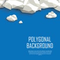 Clouds in the sky polygonal background. Low poly