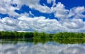 Summertime sky and lake scenic in Maine Royalty Free Stock Photo