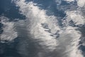 Clouds and sky reflected in water on a sunny fall day. Royalty Free Stock Photo