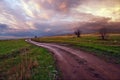 Clouds, sky, road to the clouds. Kurdyum village, Saratov region. Russia