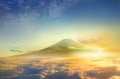 clouds sky skyscape and fuji mountain. view from the window of a Royalty Free Stock Photo