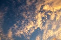 Clouds Sky With Sunny Weather Background, Panorama Scenery of Nature Cloudscape on Twilight Scenery. Environment Seasonal Climate Royalty Free Stock Photo