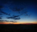 Clouds in the sky after sunset. Evening twilight in summer