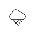 Clouds and snow falling outline icon