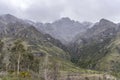 Clouds and snow on Remarkables range,  from Drift bay, Otago, New Zealand Royalty Free Stock Photo