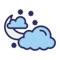 Clouds, snow, winter, moon fully editable vector icon